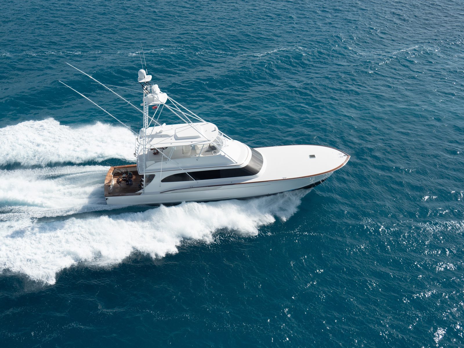 Classic sportfishing yacht in Caribbean waters