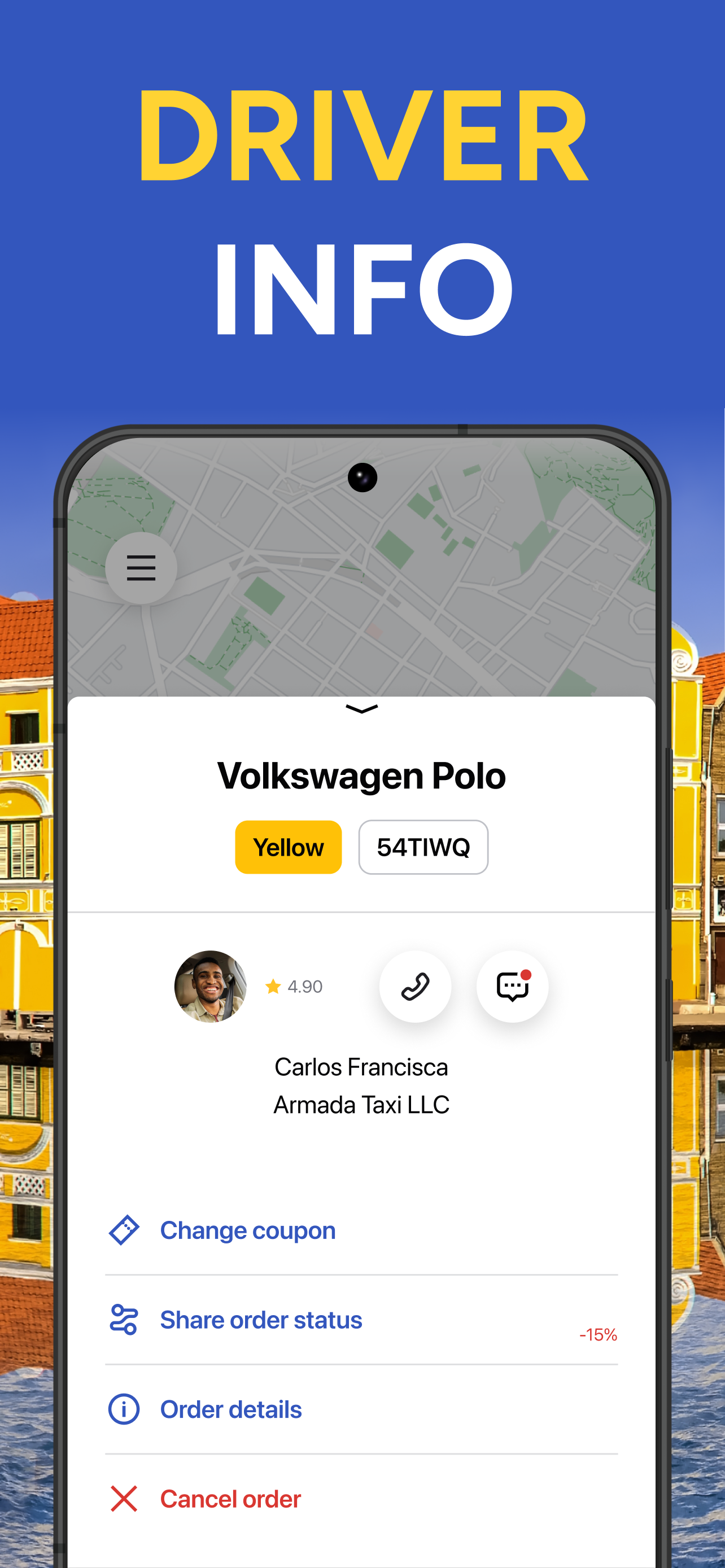 Kumbai app driver info screen